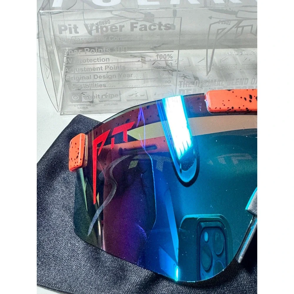 Pit Viper The Night Fall Polarized Sunglasses Orange Splatter Blue Lens Sport
